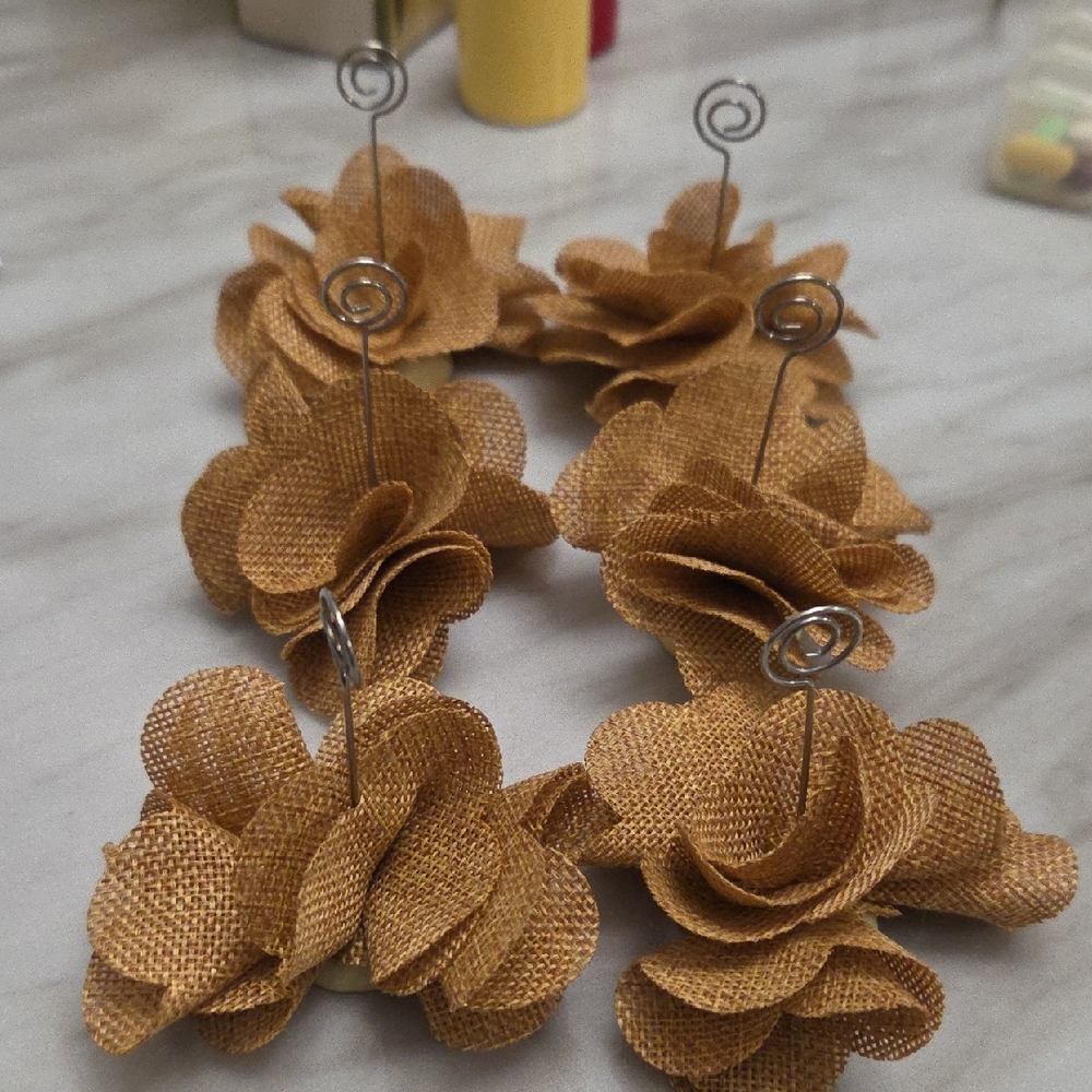 Rustic Burlap Flower Place Card Holders